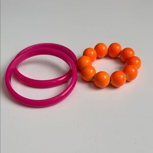 Vibrant Pink and Orange Bracelet Bangle Set